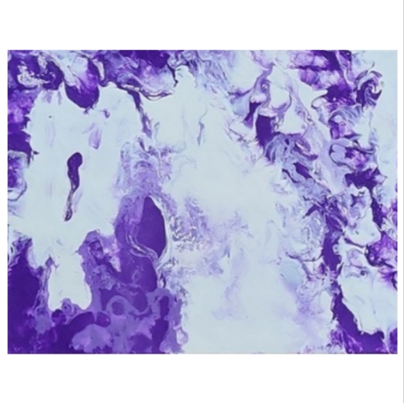 Hand Crafted Purple and White Abstract Design 11x14 Inches Canvas Painting - Picture 4 of 4
